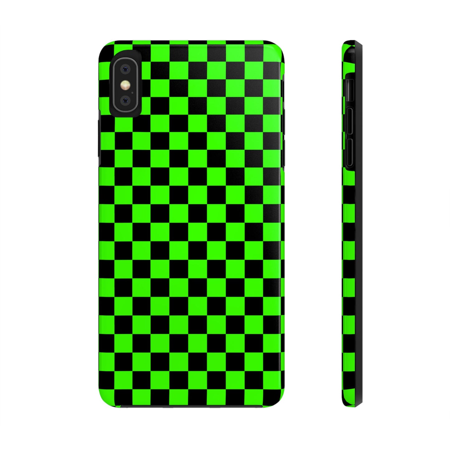 Green and Black Checkered Checkerboard Tough Phone Case