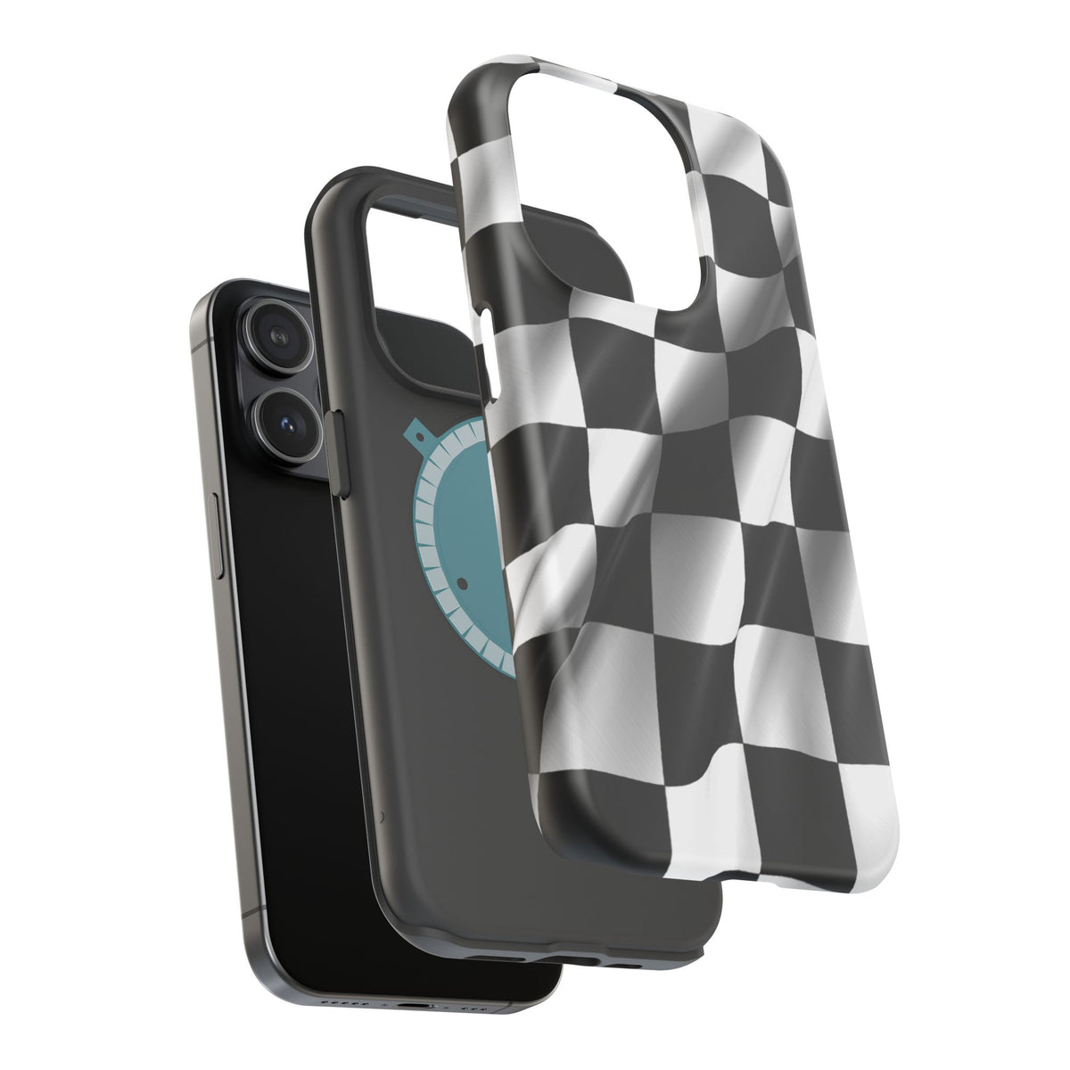 Black and White Checker Flag Waving Magnetic Phone Case