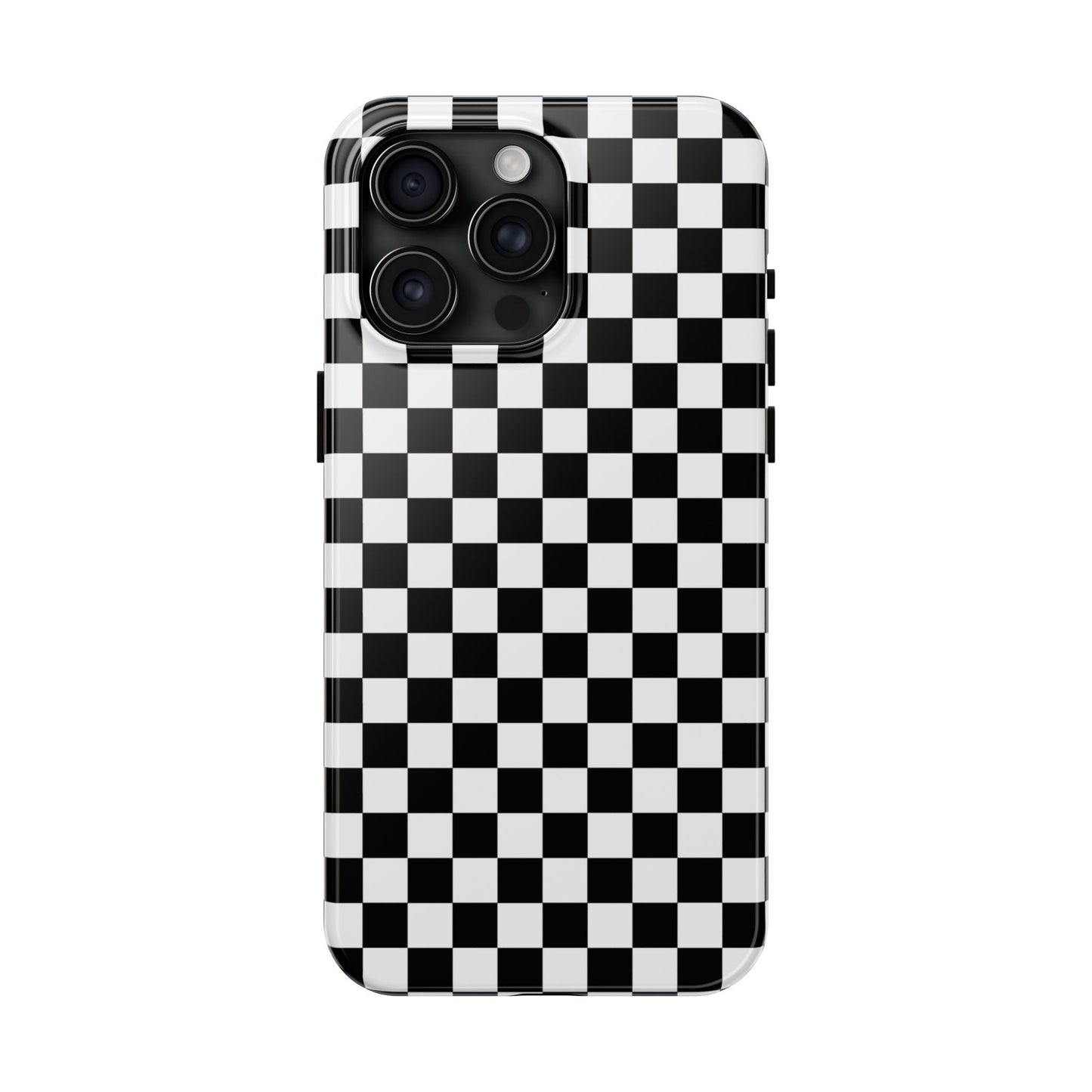 Checker Flag Tough Phone Case - Black and White Graphic Design