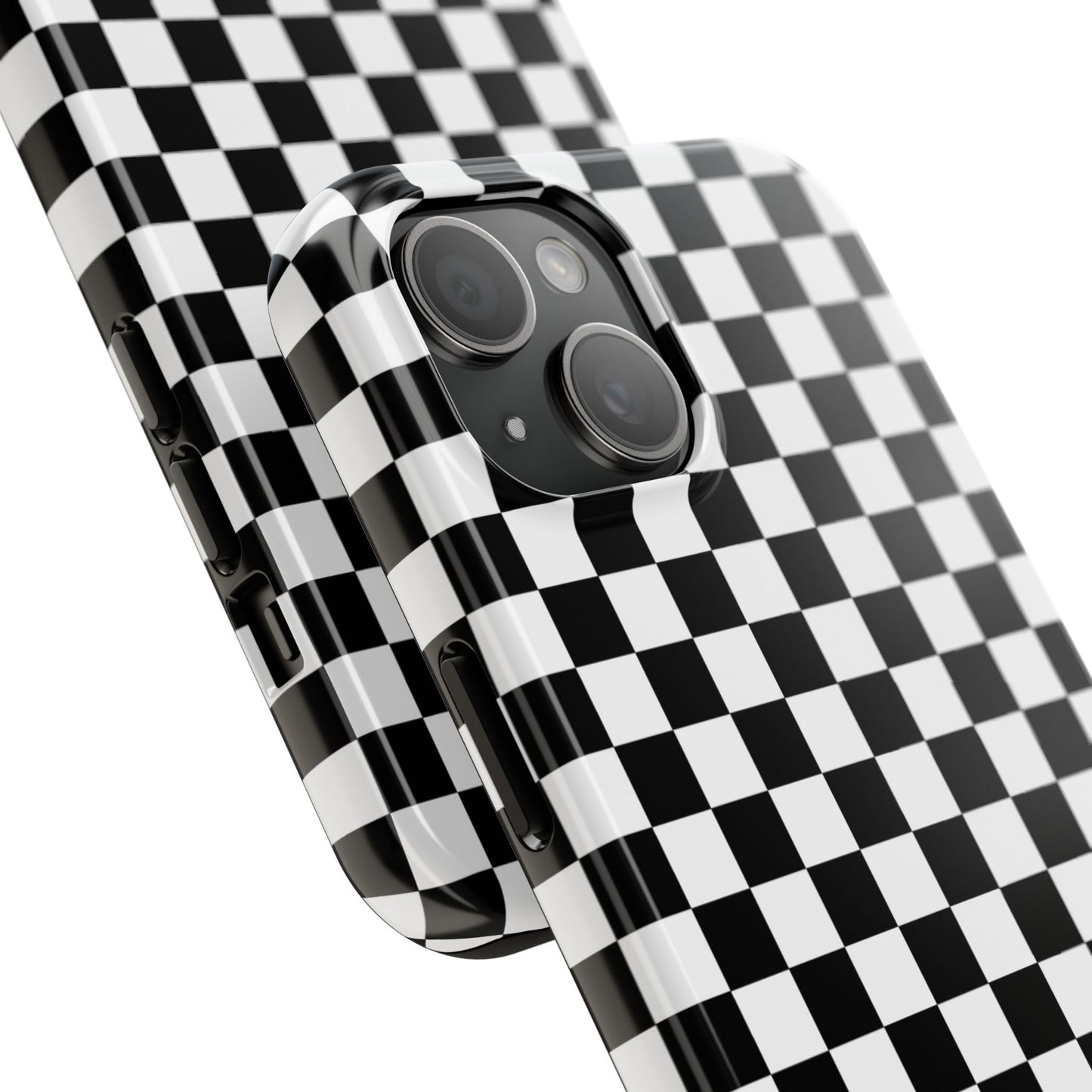 Checker Flag Tough Phone Case - Black and White Graphic Design