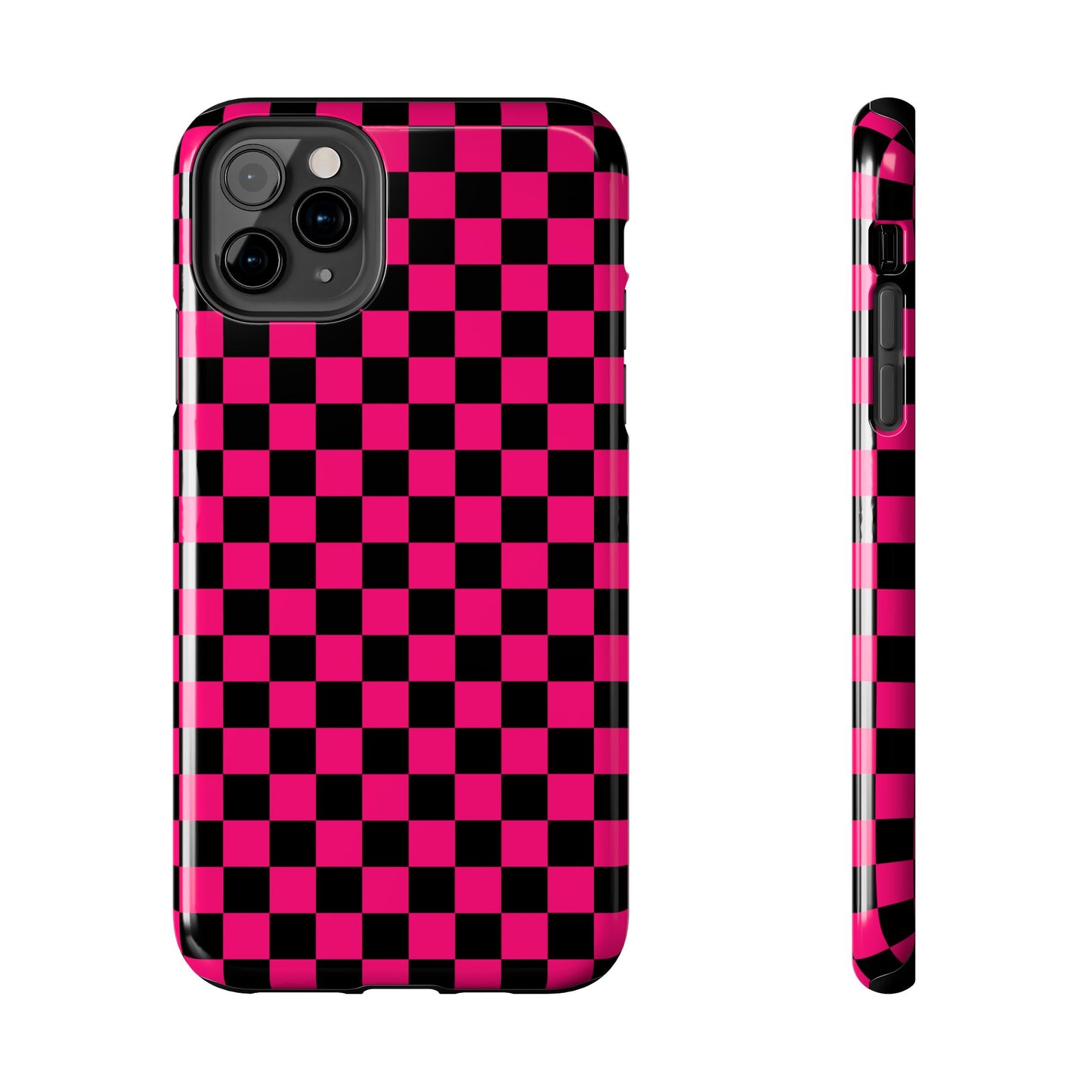 Checker Flag Graphic Pink And Black Tough Phone Cases
