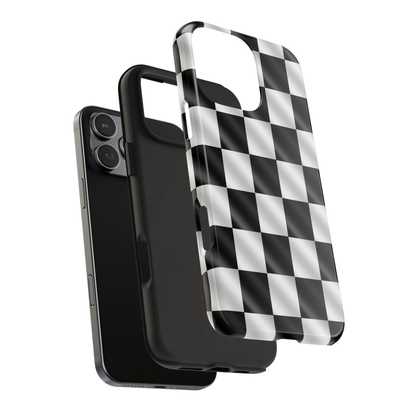 3D Effect Checkered Flag Tough Phone Cases