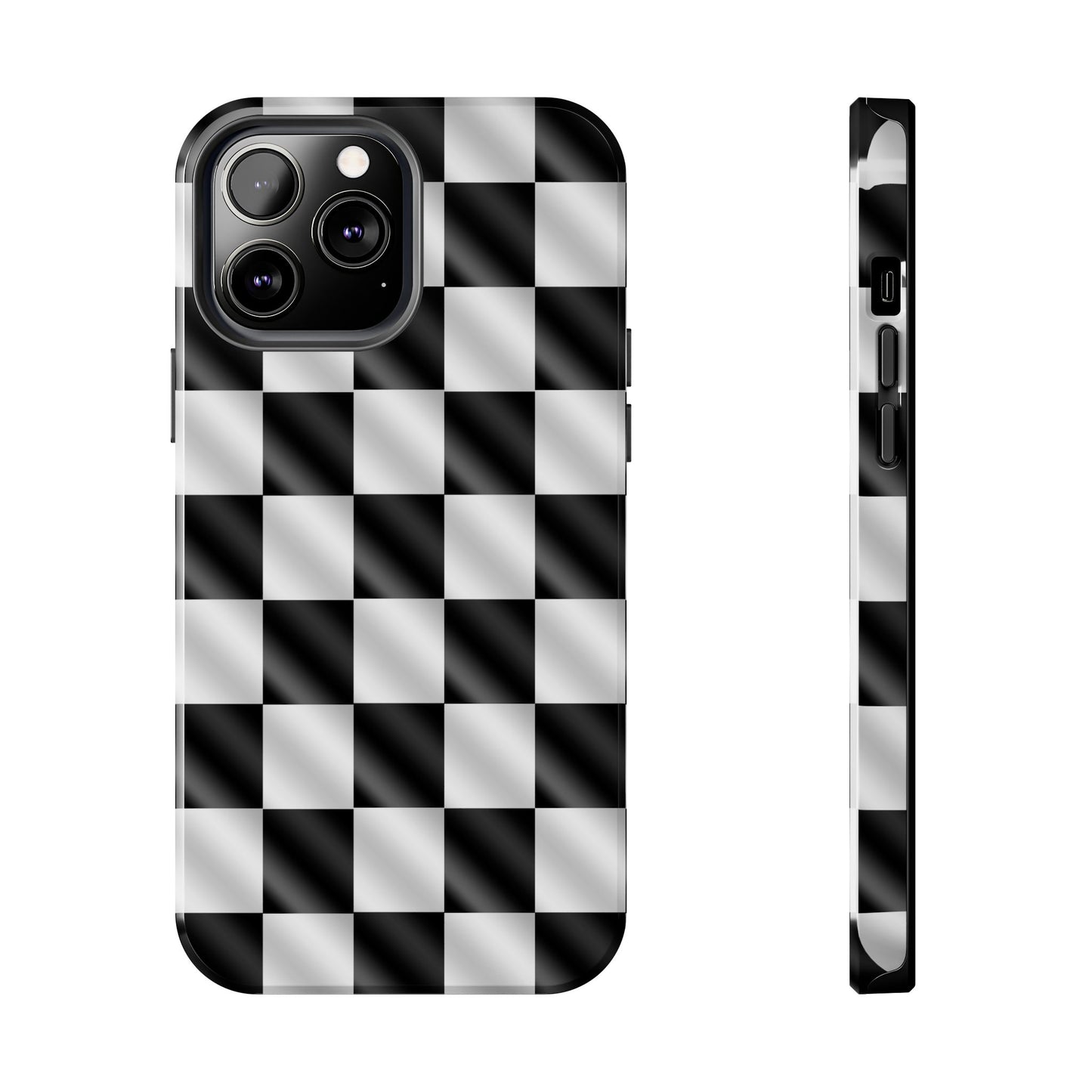 3D Effect Checkered Flag Tough Phone Cases