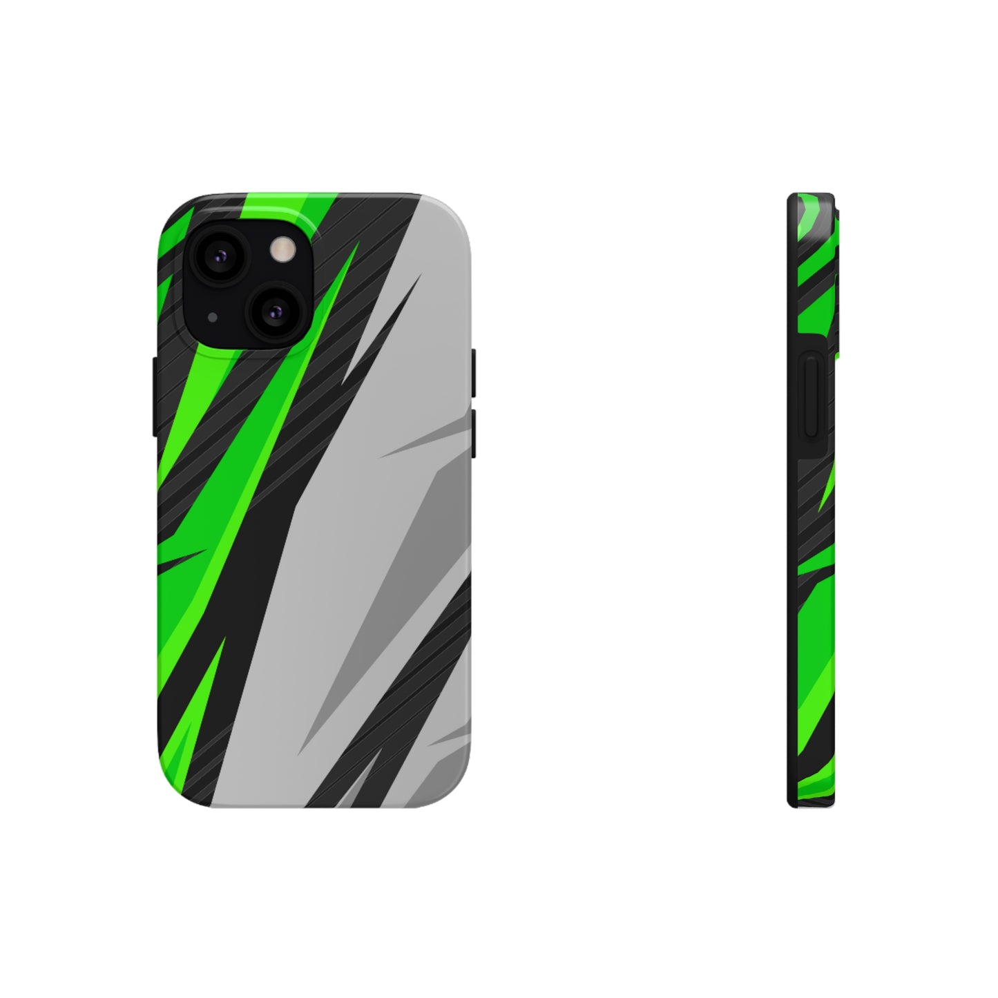 Gray/ Green Racing Graphic Tough Phone Cases