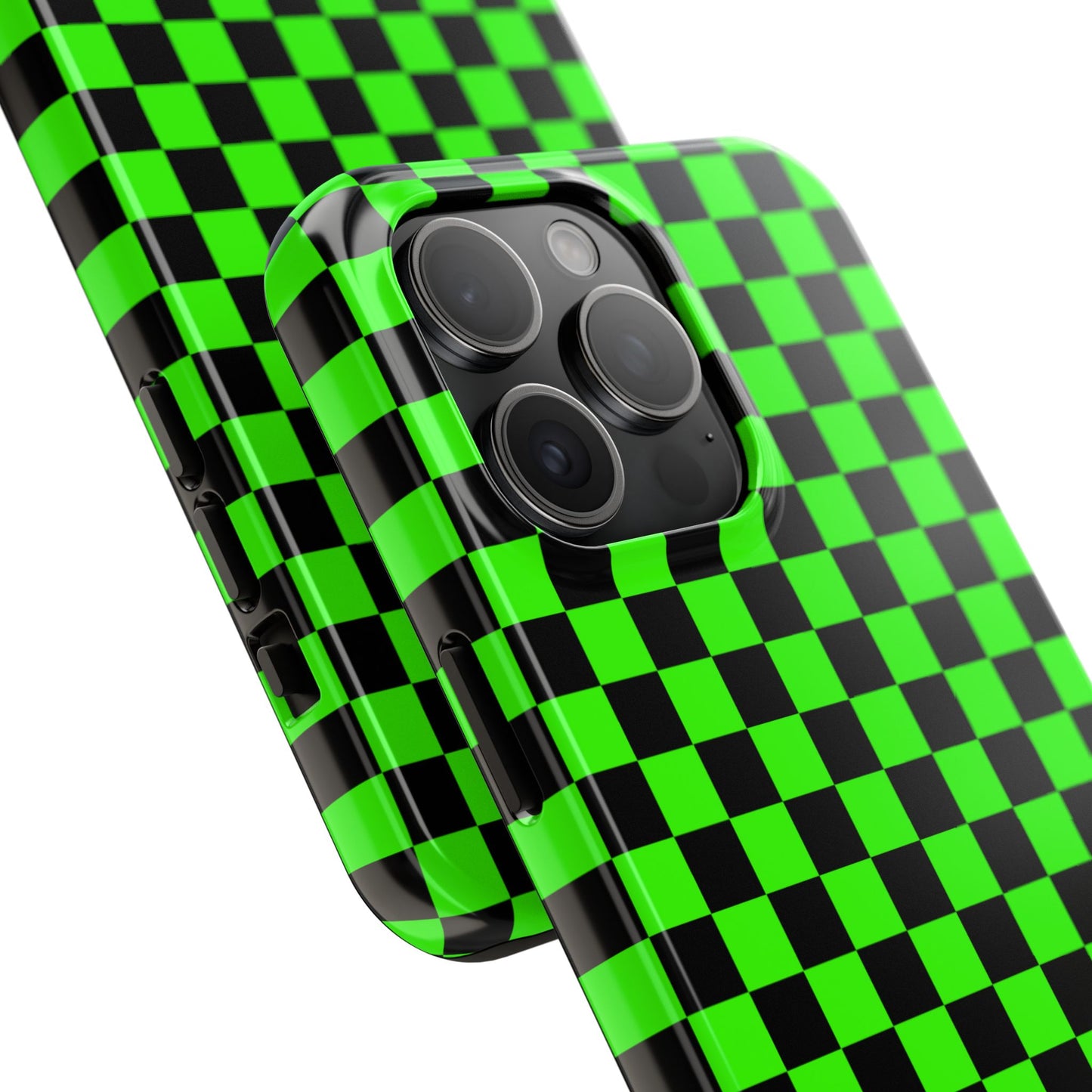 Green and Black Checkered Checkerboard Tough Phone Case