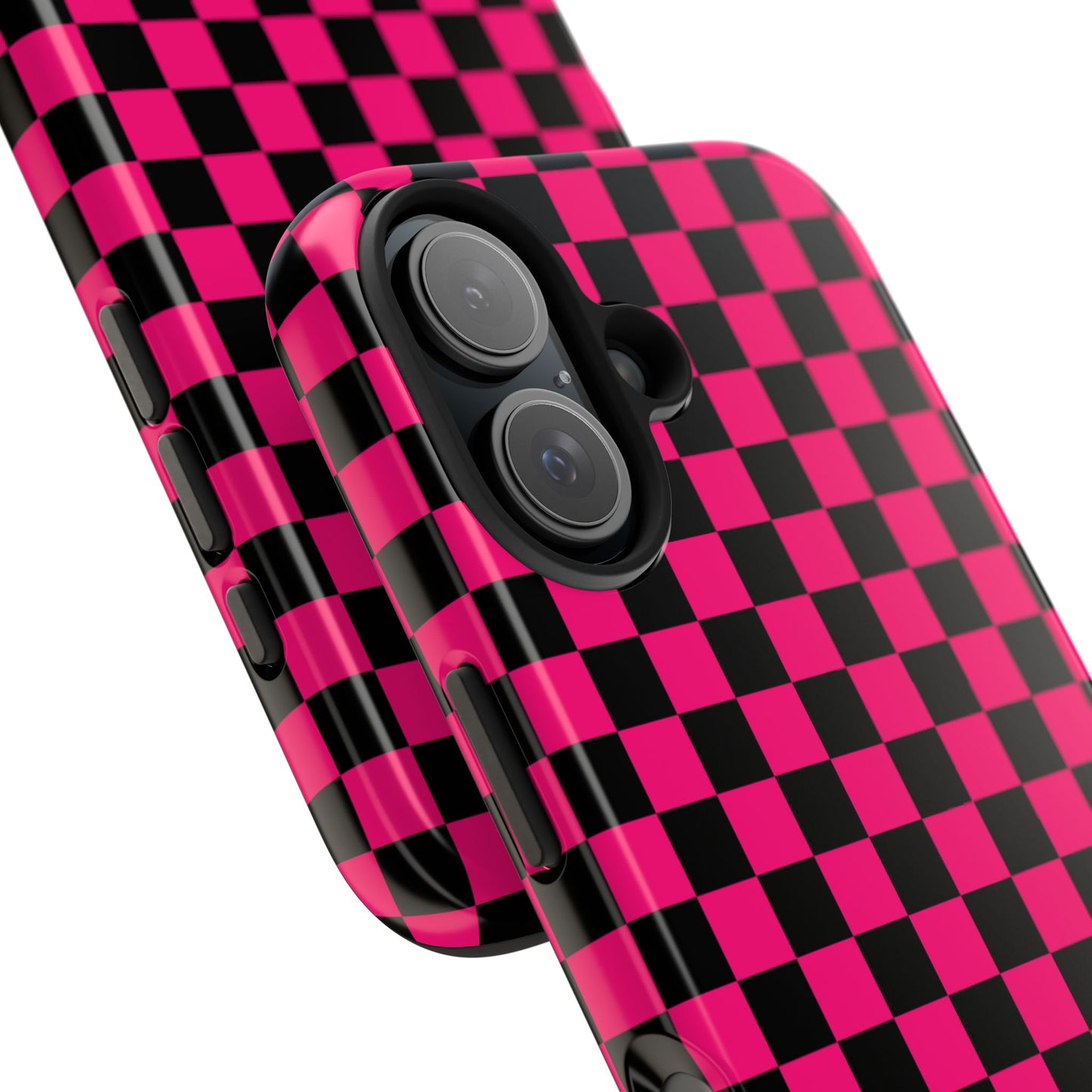 Checker Flag Graphic Pink And Black Tough Phone Cases