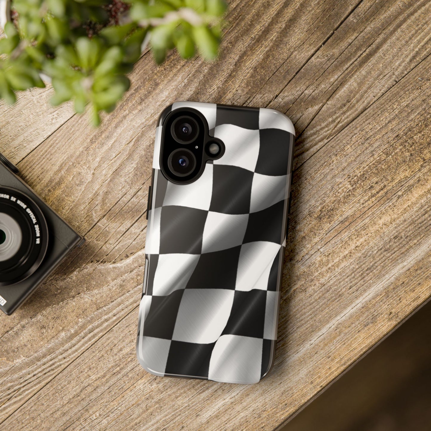 Racing Phone Case, Checkered Flag Design, Tough Case