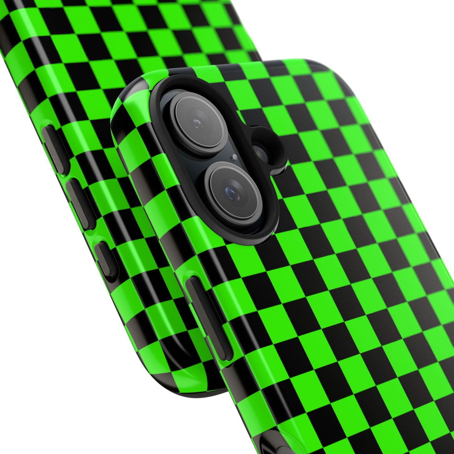 Green and Black Checkered Checkerboard Tough Phone Case