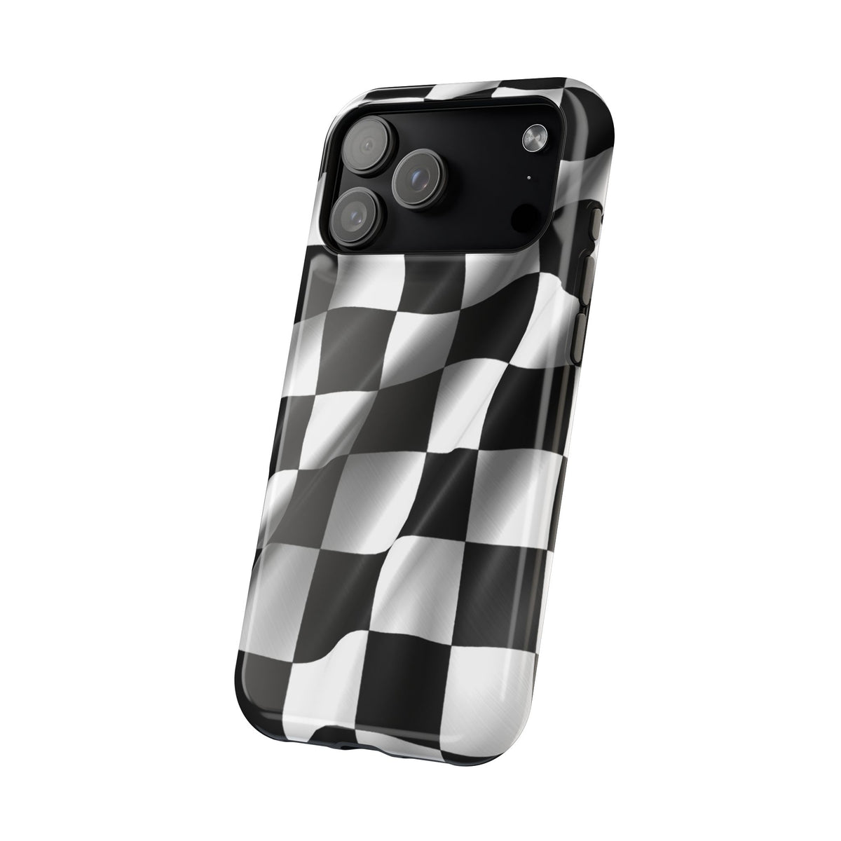 Black and White Checker Flag Waving Magnetic Phone Case