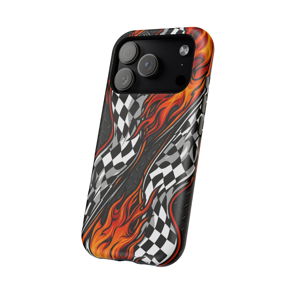 Racing Flames Checkered Flag Magnetic Phone Case