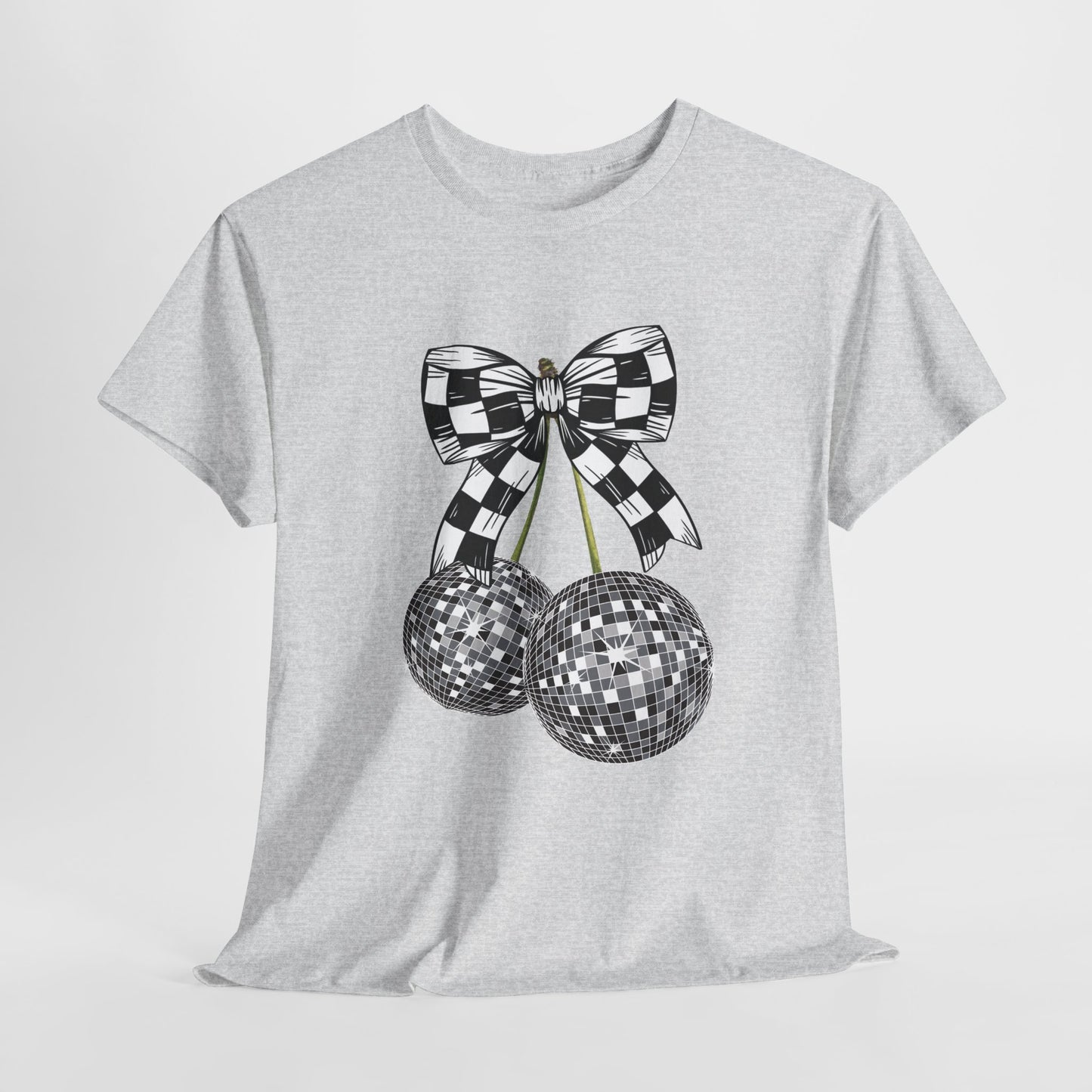Retro Disco Ball Checkered Flag Bow Racing T-shirt