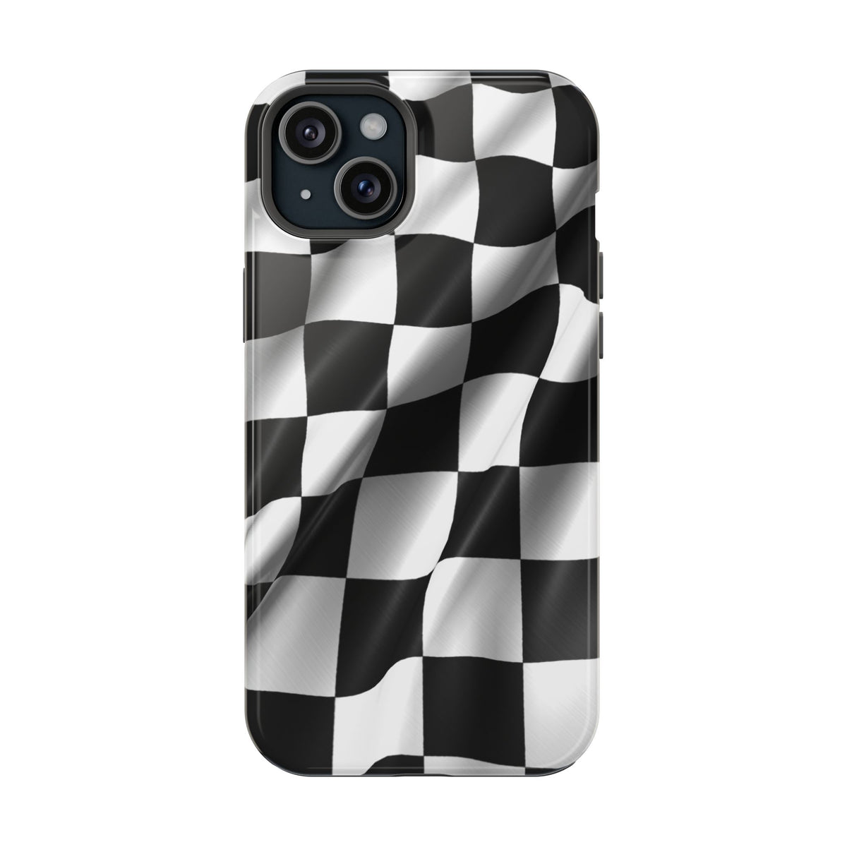 Black and White Checker Flag Waving Magnetic Phone Case
