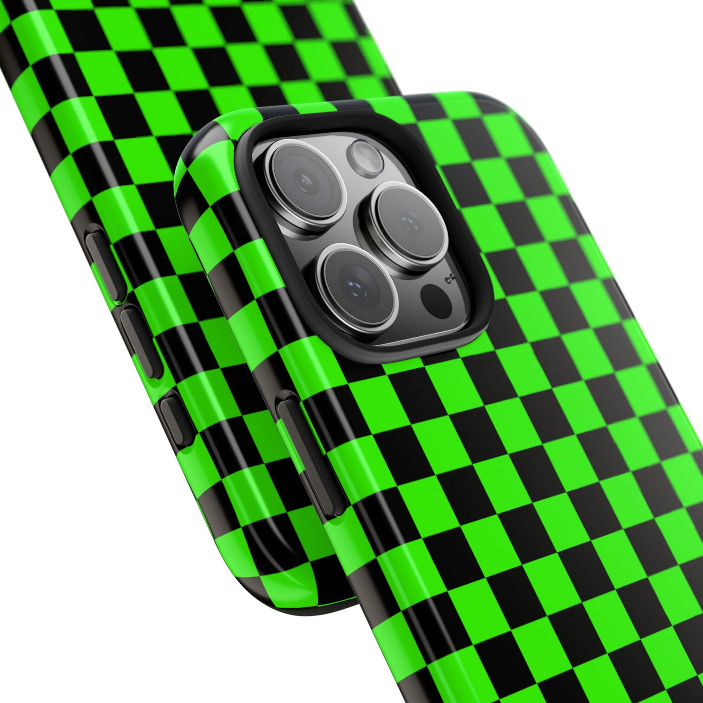 Green and Black Checkered Checkerboard Tough Phone Case