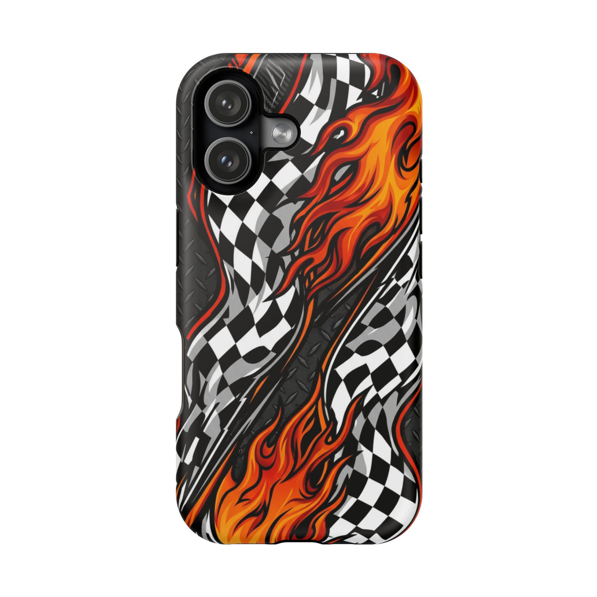 Racing Flames Checkered Flag Magnetic Phone Case