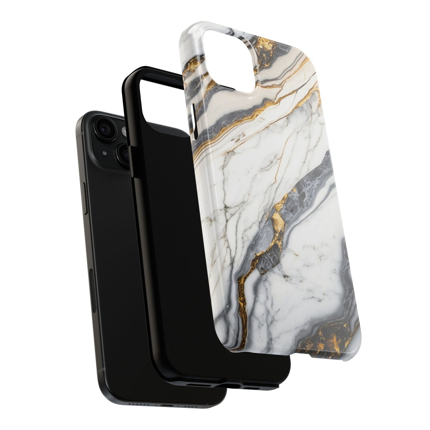 White Gold Marble Tough Phone Cases