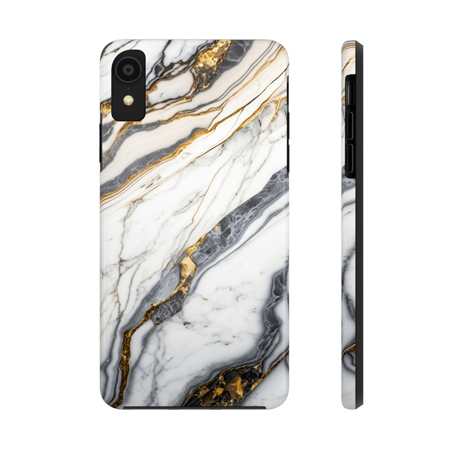 White Gold Marble Tough Phone Cases