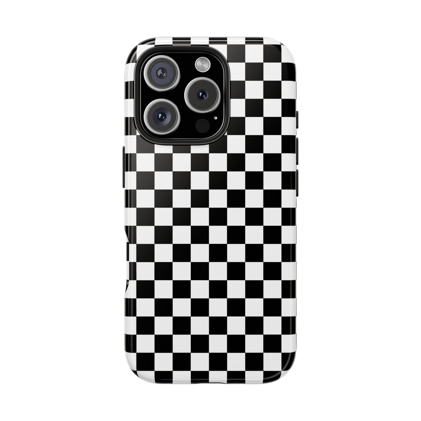 Checker Flag Tough Phone Case - Black and White Graphic Design