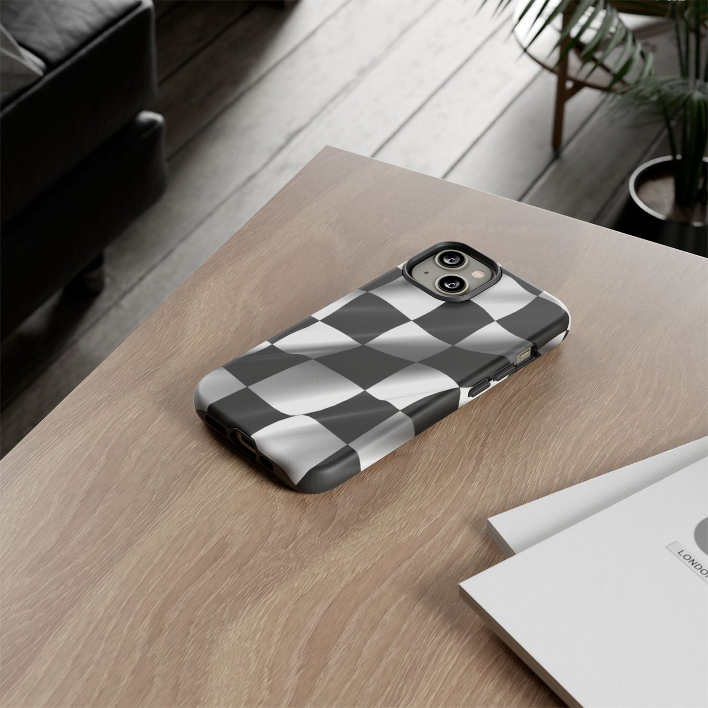 Racing Phone Case, Checkered Flag Design, Tough Case