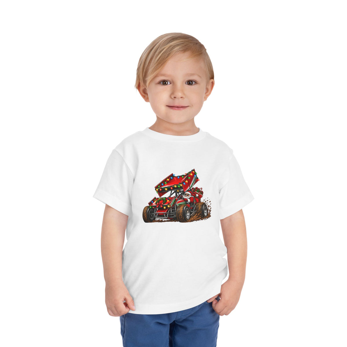 Christmas Racing – Santa Sprint Race Car Design Toddler Short Sleeve Tee