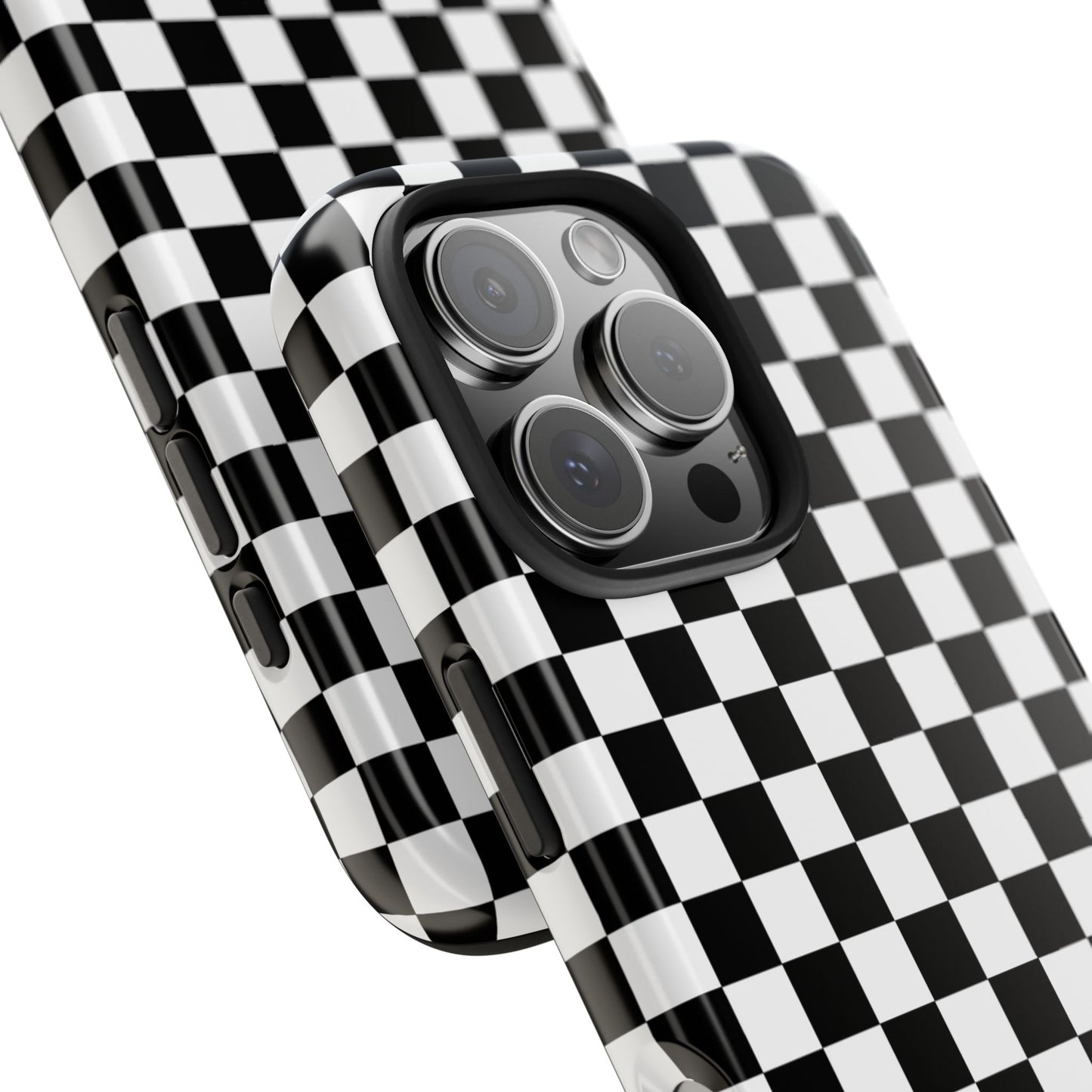 Checker Flag Tough Phone Case - Black and White Graphic Design