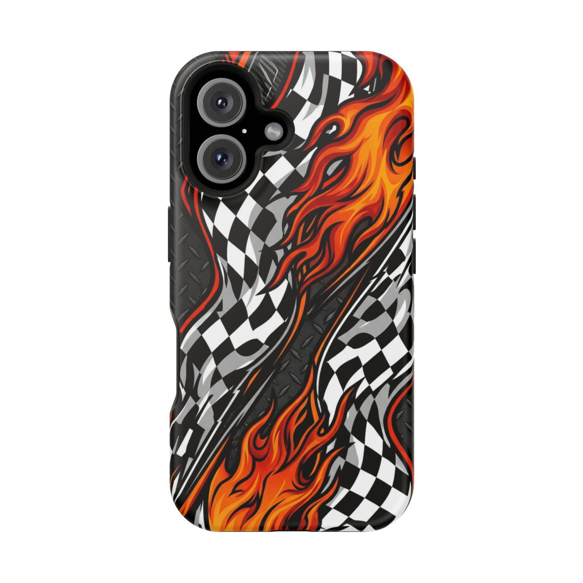 Racing Flames Checkered Flag Magnetic Phone Case