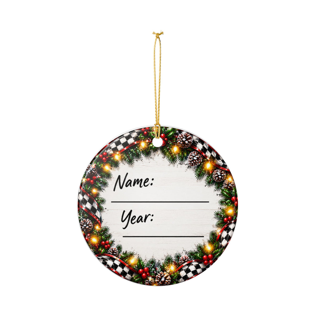 Late ModelChristmas Ornament – Santa Race Car Ceramic Decoration
