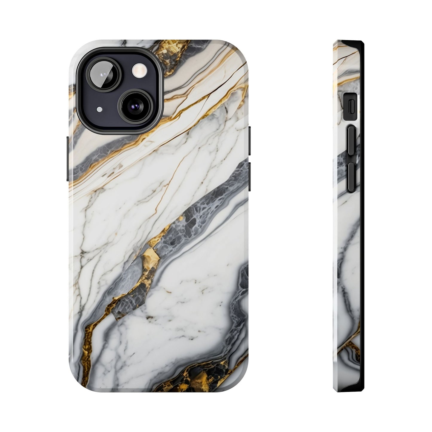 White Gold Marble Tough Phone Cases