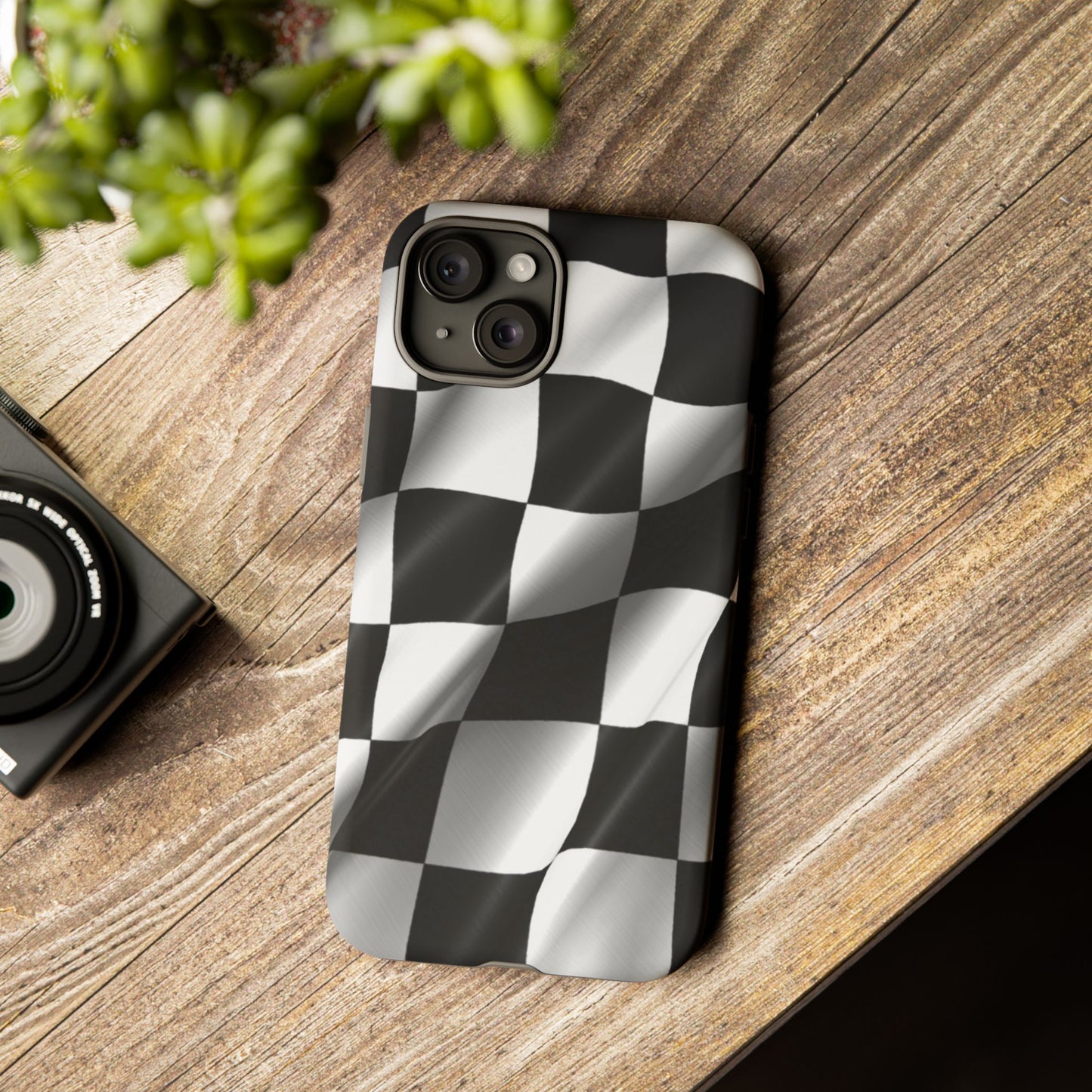 Racing Phone Case, Checkered Flag Design, Tough Case
