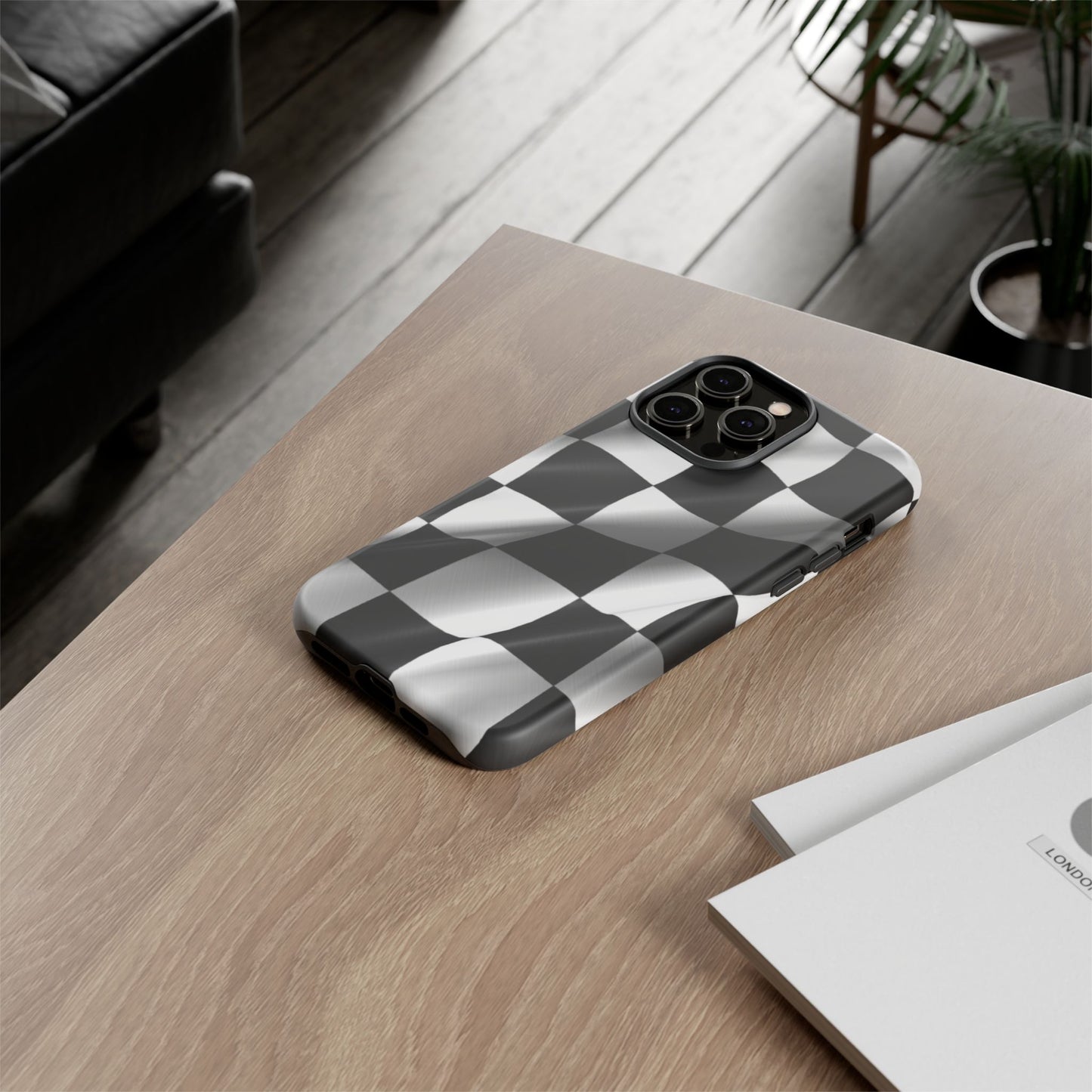 Racing Phone Case, Checkered Flag Design, Tough Case