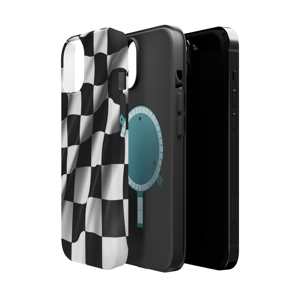 Black and White Checker Flag Waving Magnetic Phone Case
