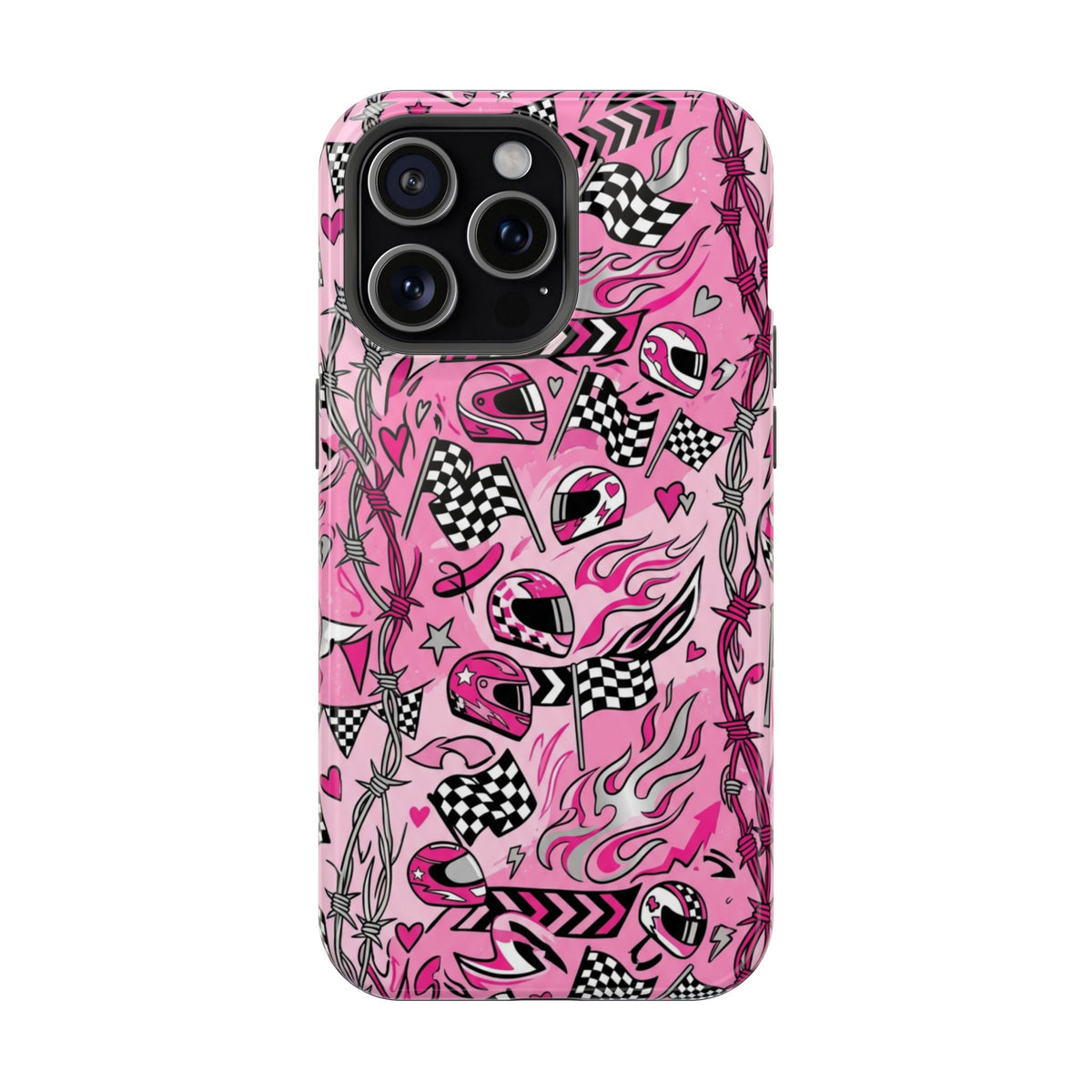 Pink Racing Helmets Magnetic Phone Case