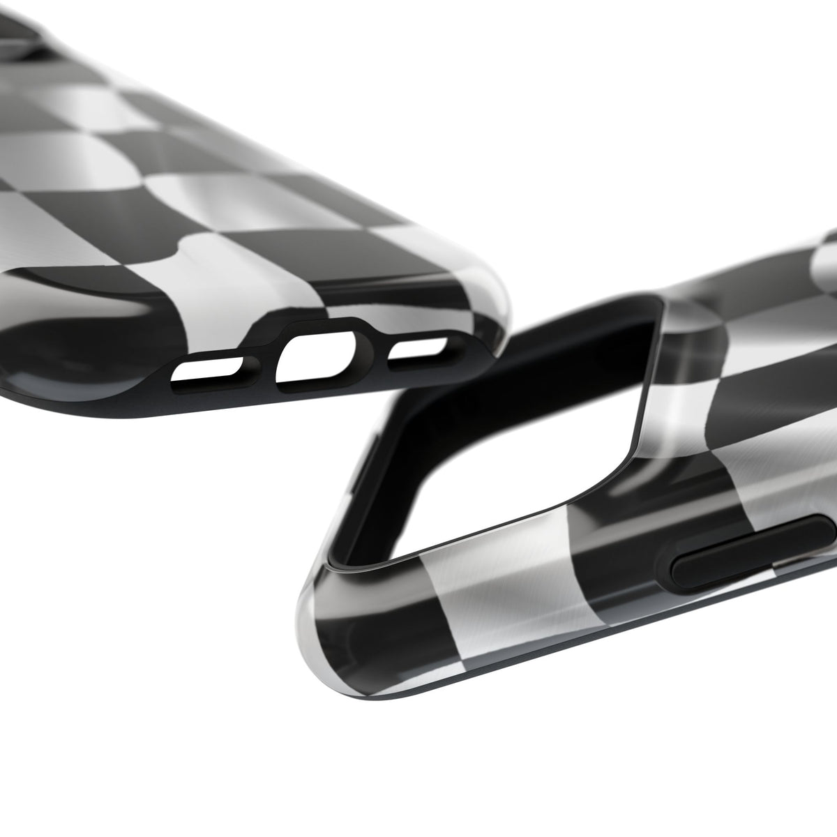 Black and White Checker Flag Waving Magnetic Phone Case