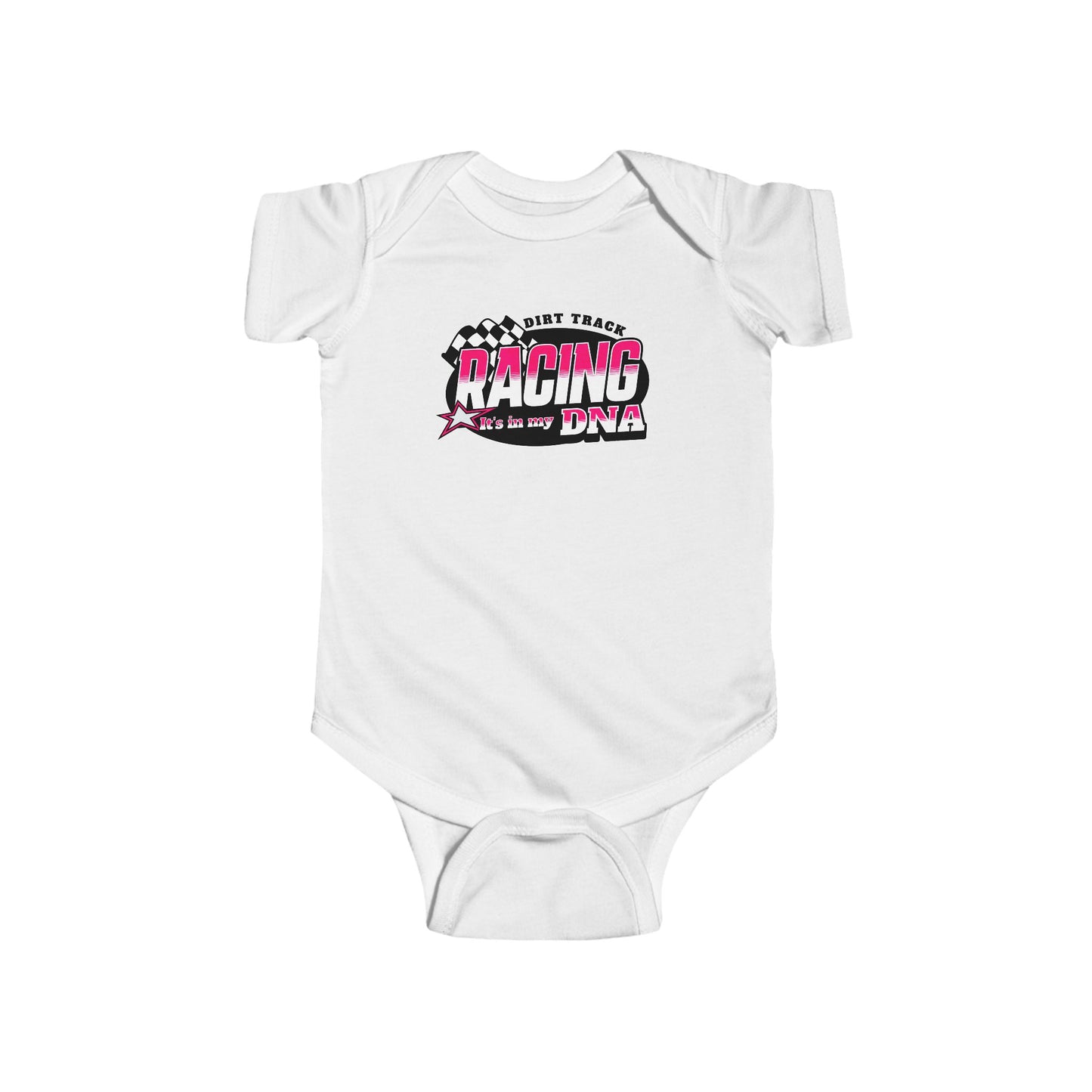 Dirt Track Racing It's In My DNA PNK Infant Jersey Bodysuit