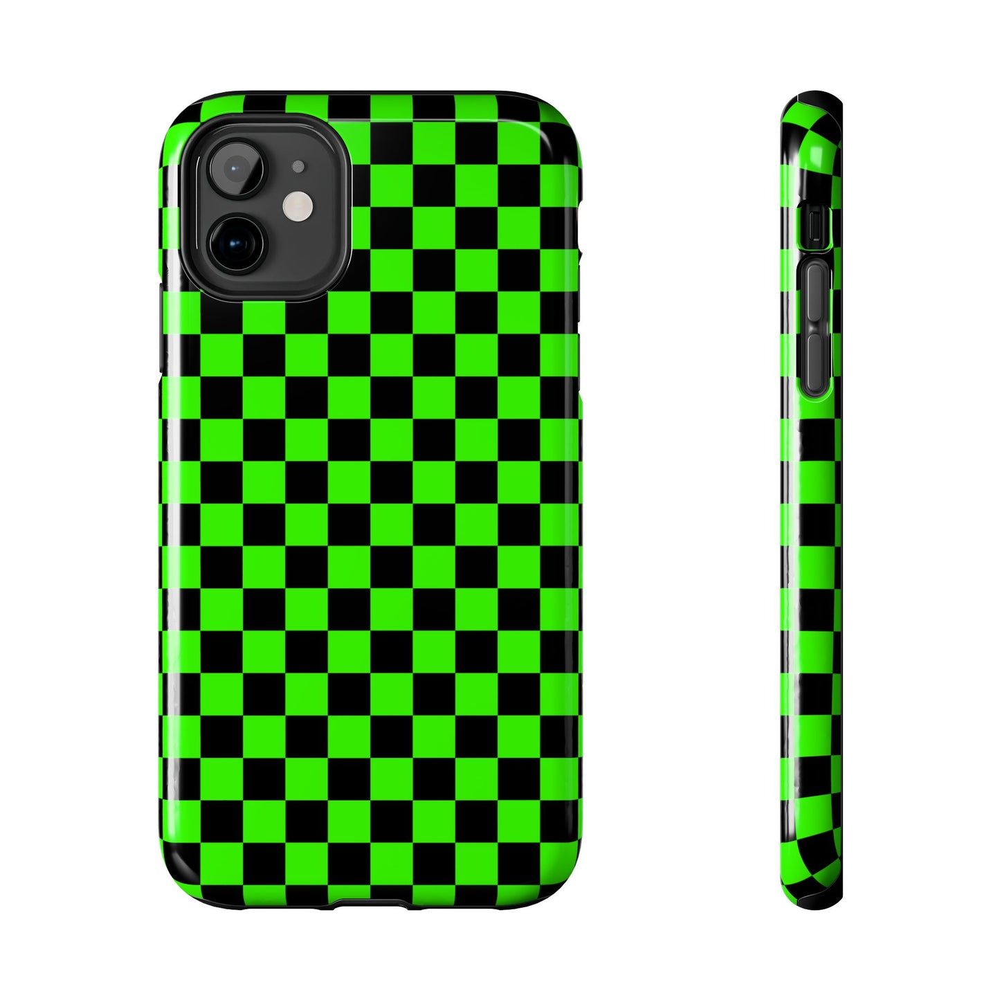 Green and Black Checkered Checkerboard Tough Phone Case
