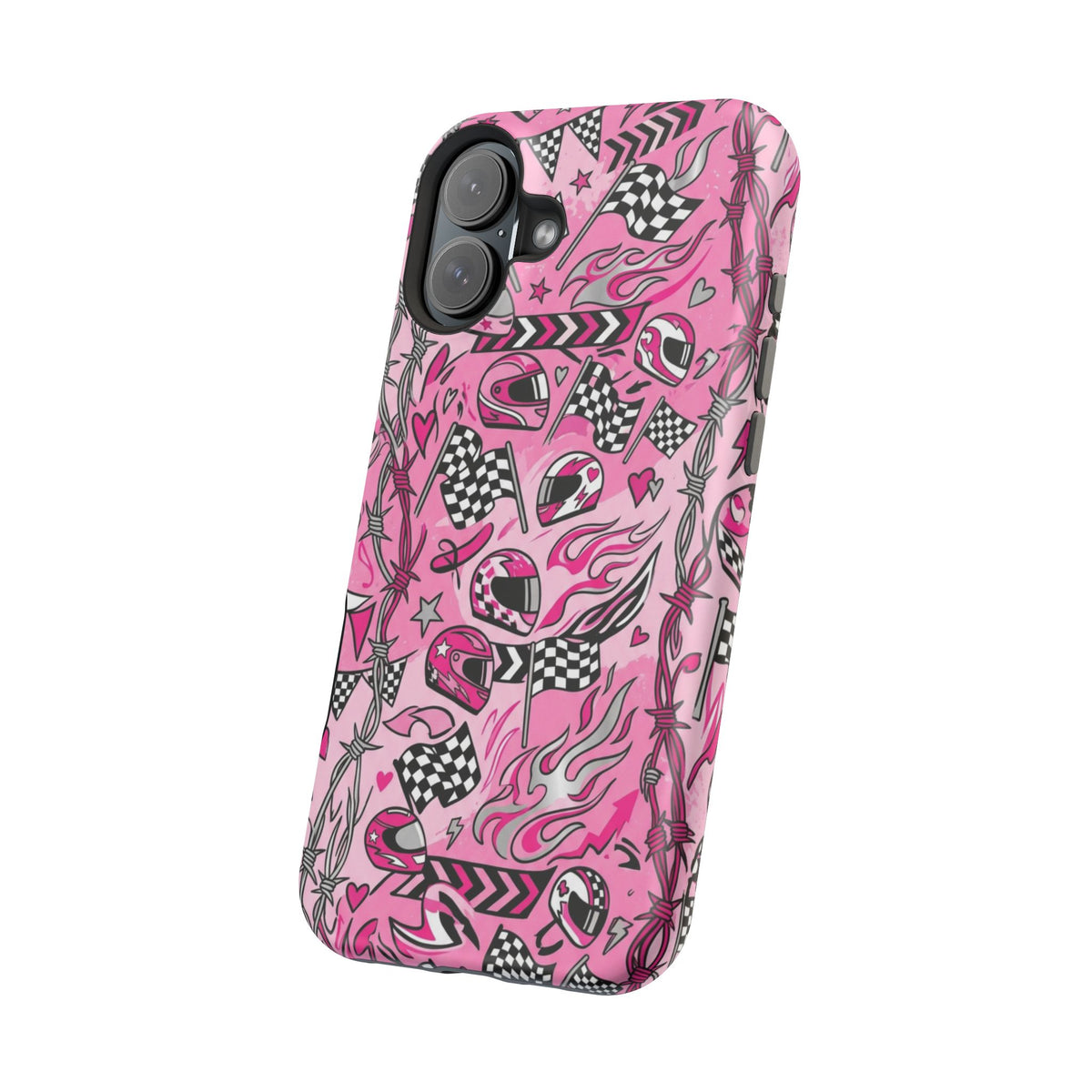 Pink Racing Helmets Magnetic Phone Case