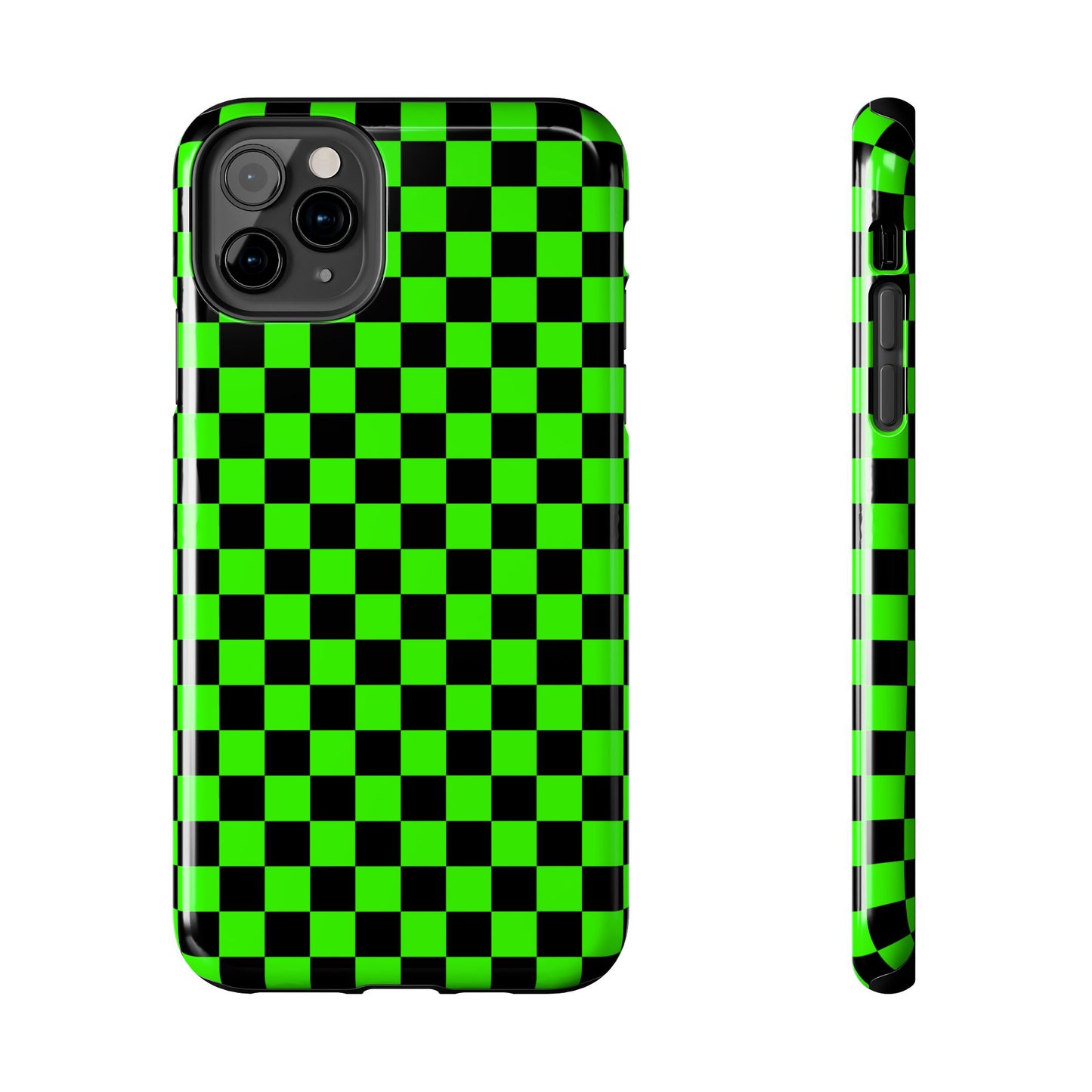 Green and Black Checkered Checkerboard Tough Phone Case
