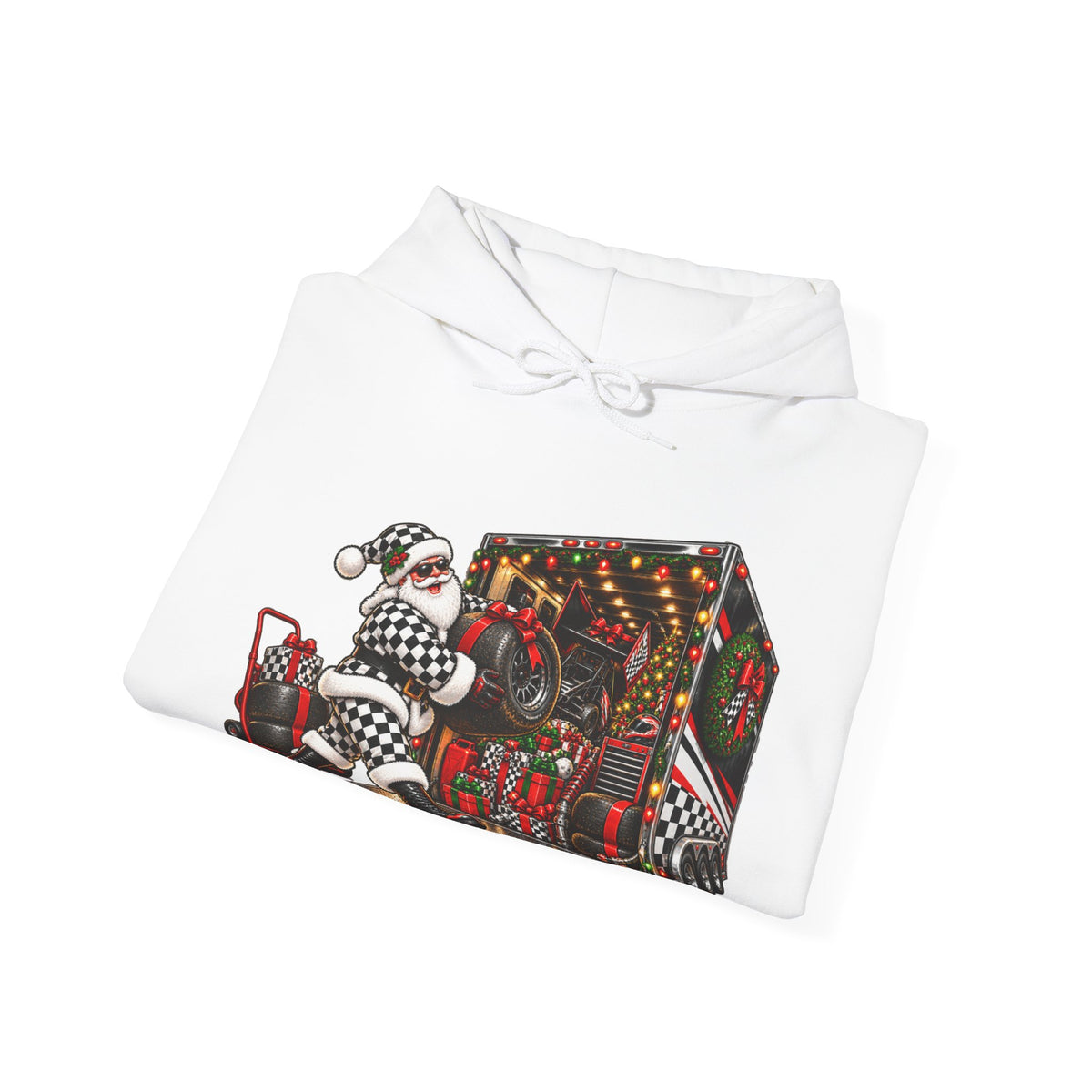 Racing Santa Racemas Call Hauler Christmas Hoodie