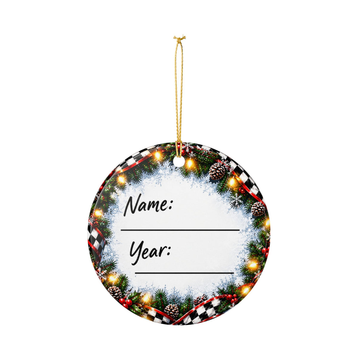 Modified Christmas Racing Santa Ceramic Ornament