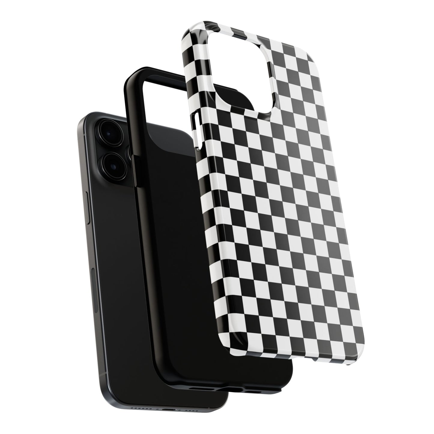 Checker Flag Tough Phone Case - Black and White Graphic Design