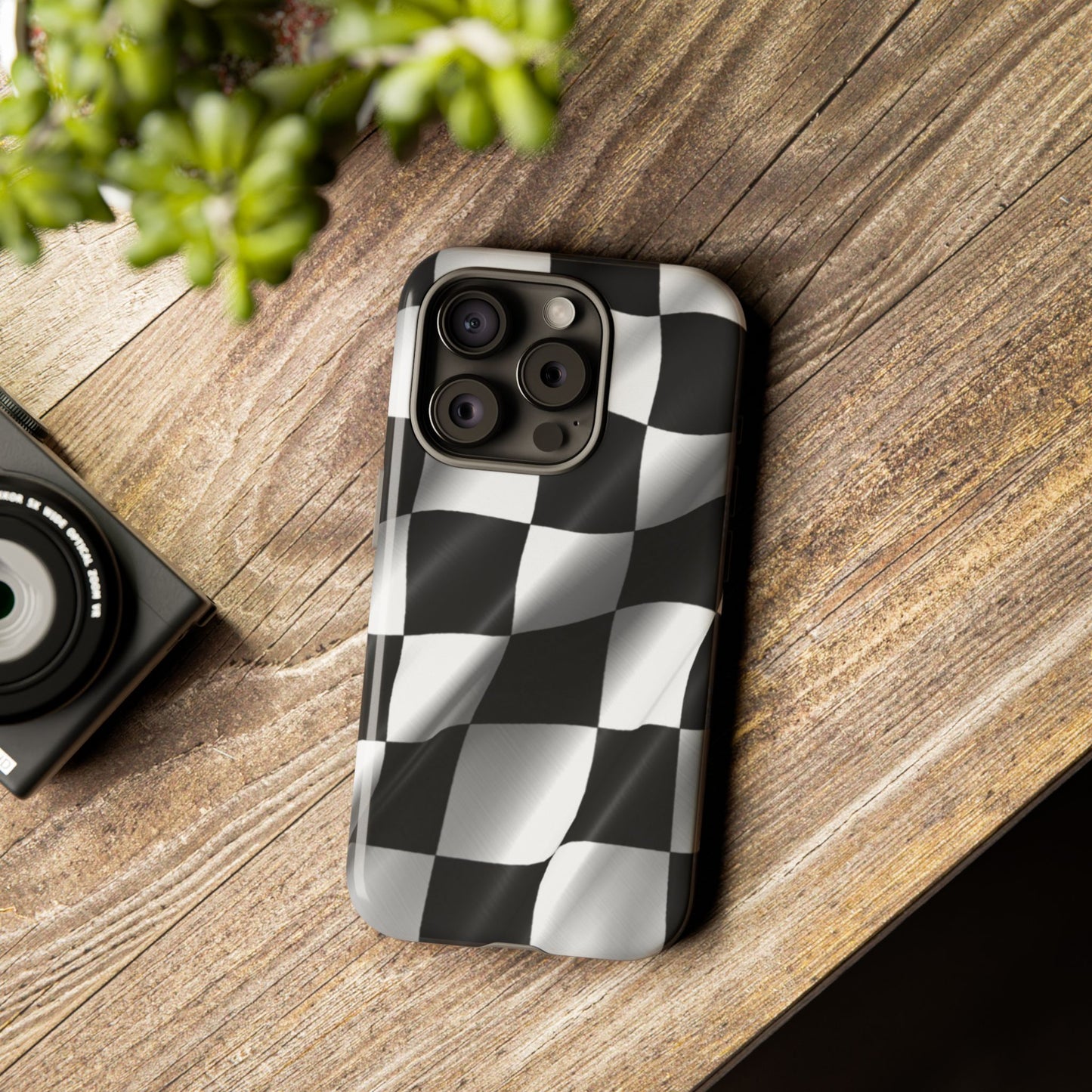 Racing Phone Case, Checkered Flag Design, Tough Case