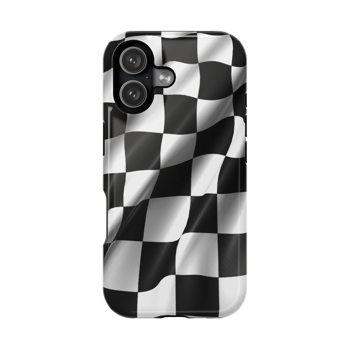 Black and White Checker Flag Waving Magnetic Phone Case