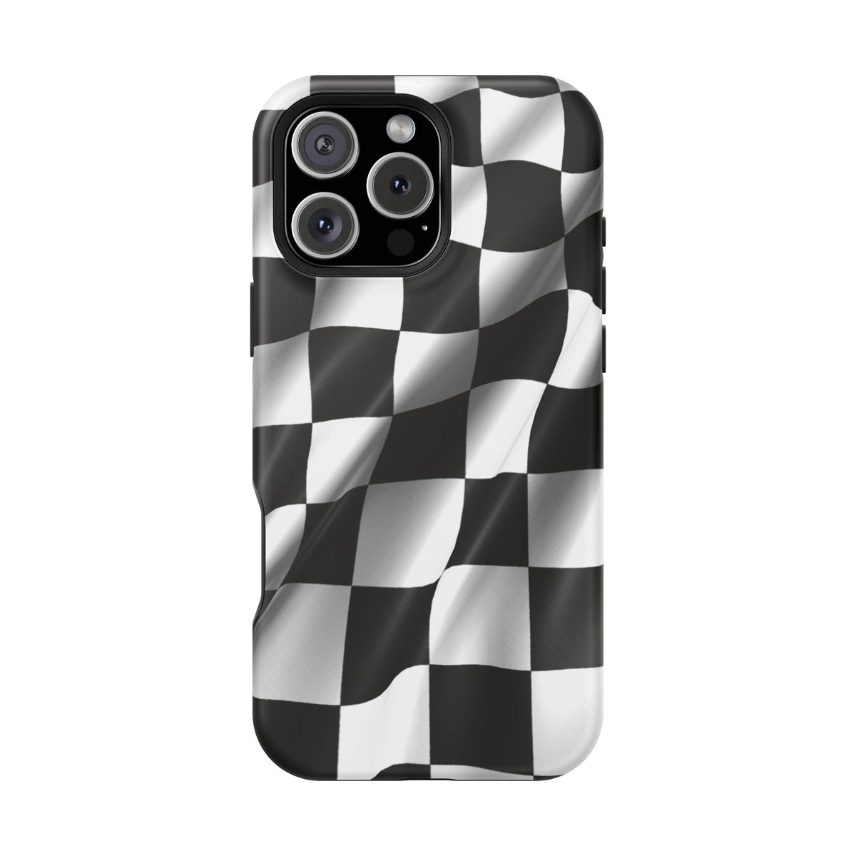 Black and White Checker Flag Waving Magnetic Phone Case