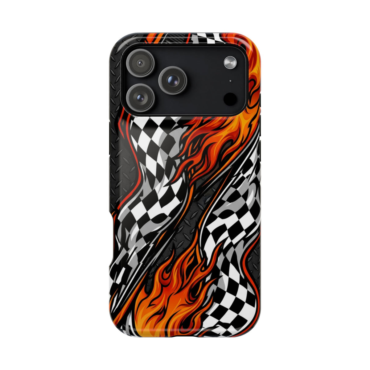 Racing Flames Checkered Flag Magnetic Phone Case