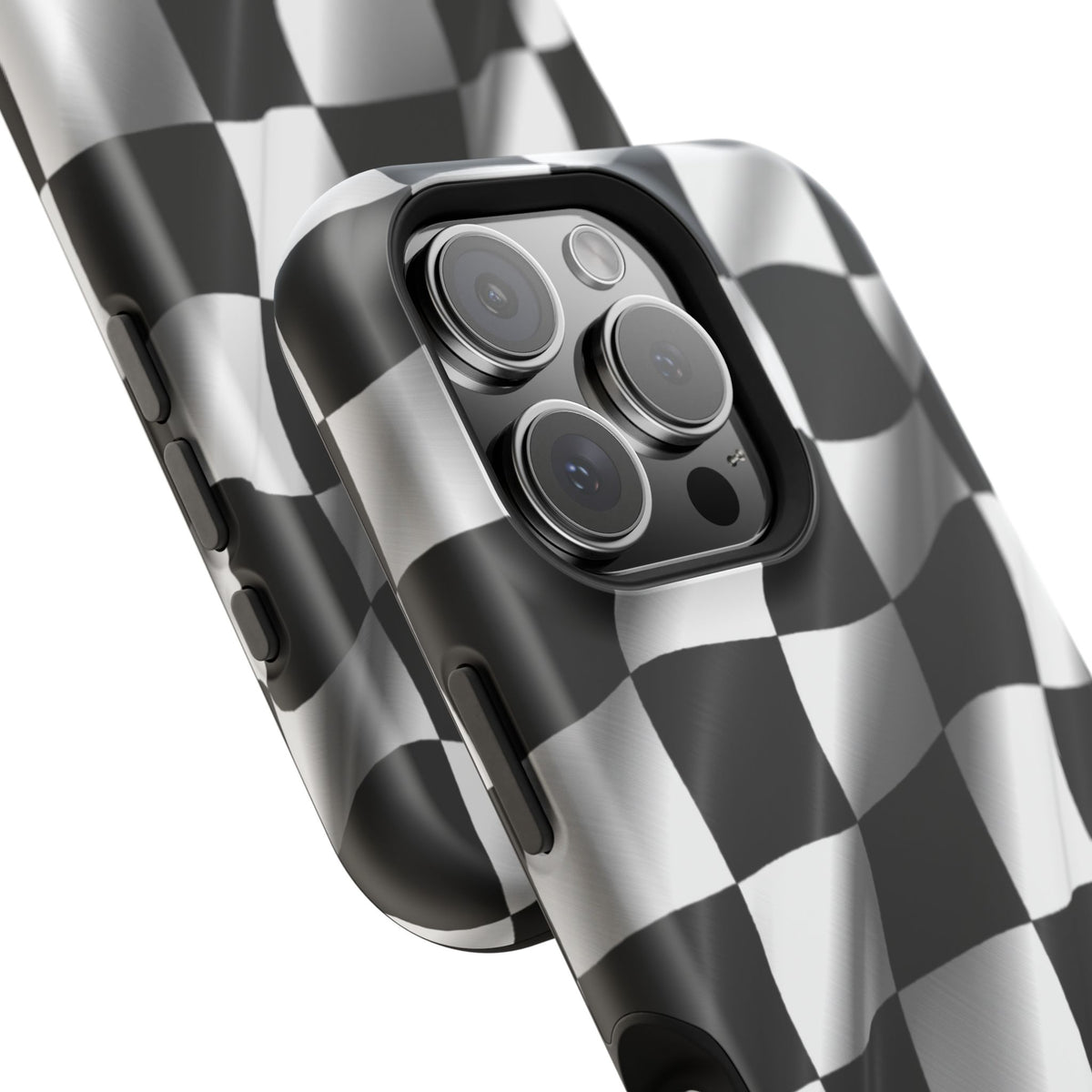 Black and White Checker Flag Waving Magnetic Phone Case