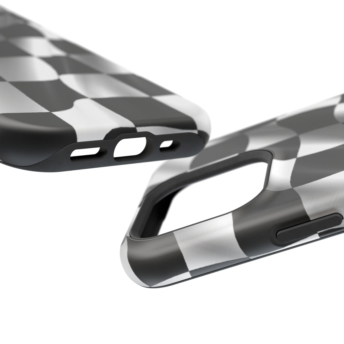 Black and White Checker Flag Waving Magnetic Phone Case