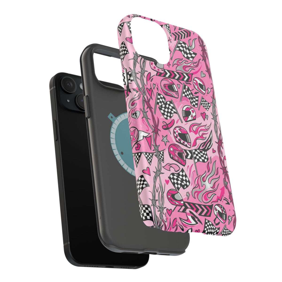 Pink Racing Helmets Magnetic Phone Case