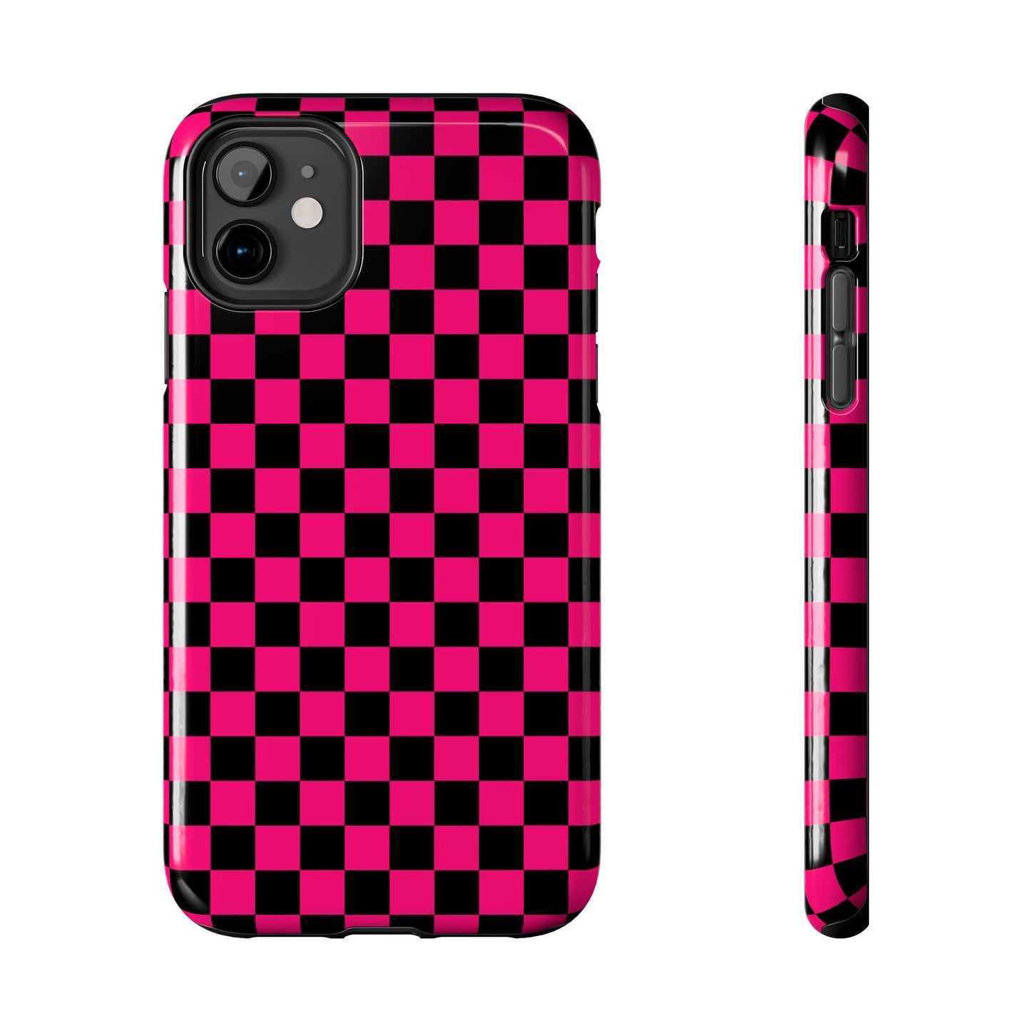 Checker Flag Graphic Pink And Black Tough Phone Cases