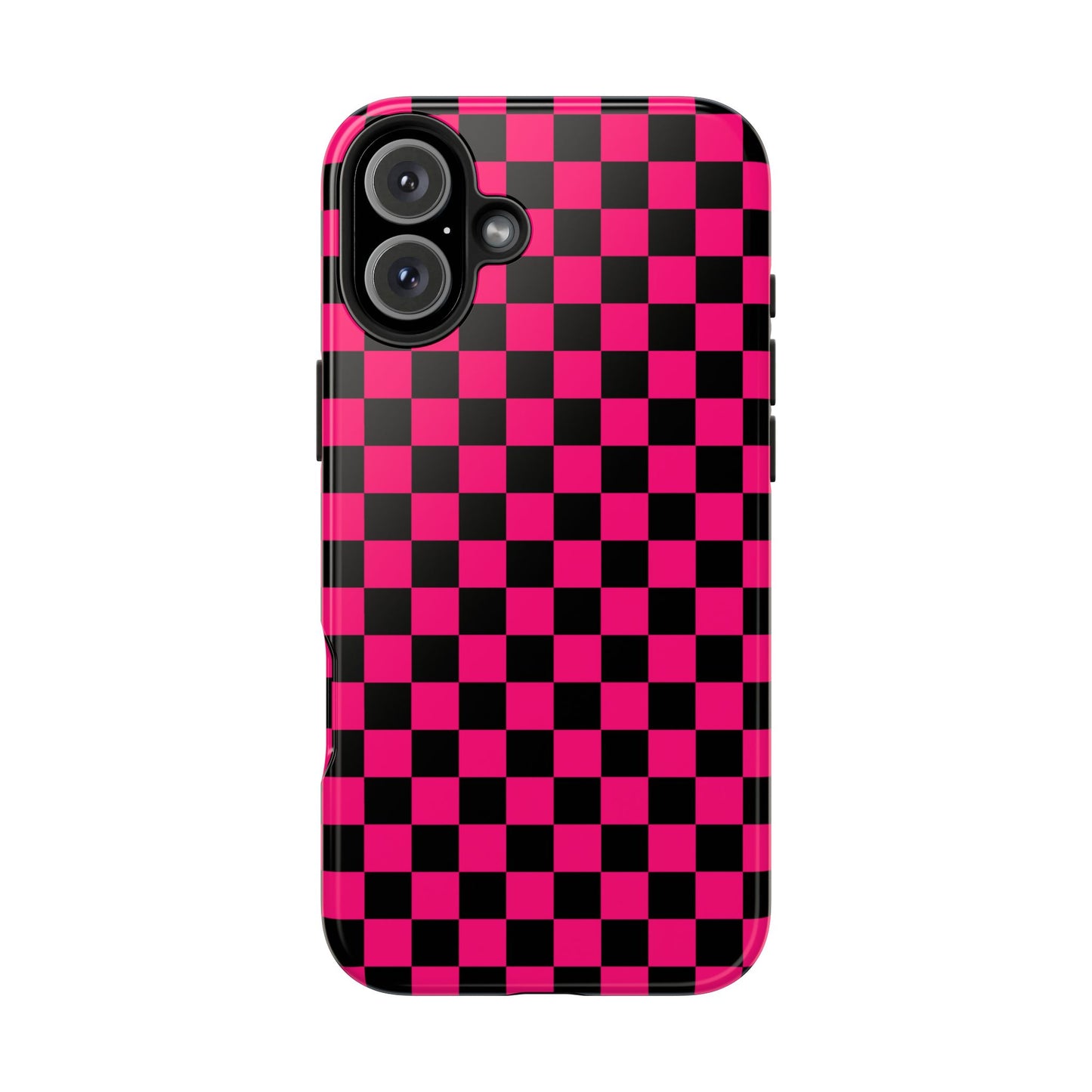 Checker Flag Graphic Pink And Black Tough Phone Cases