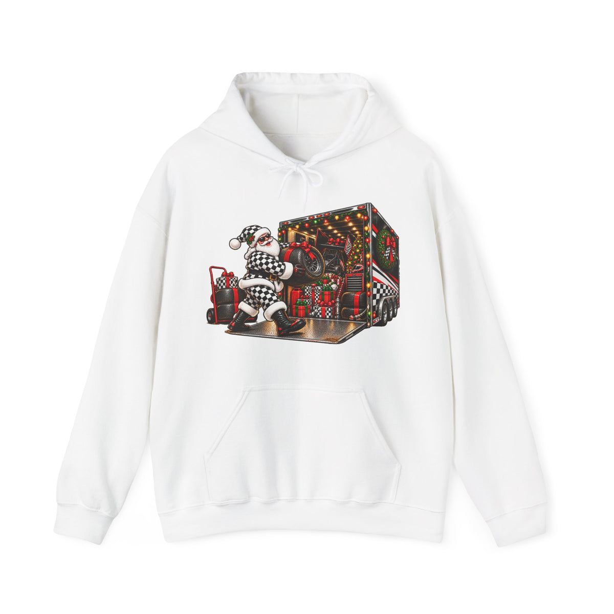 Racing Santa Racemas Call Hauler Christmas Hoodie