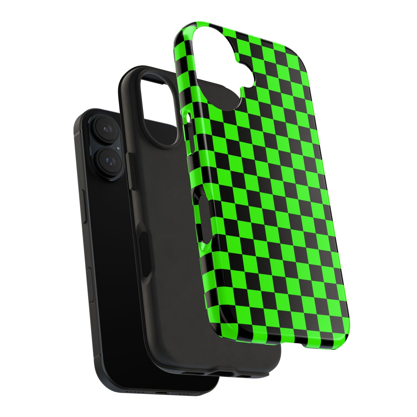 Green and Black Checkered Checkerboard Tough Phone Case
